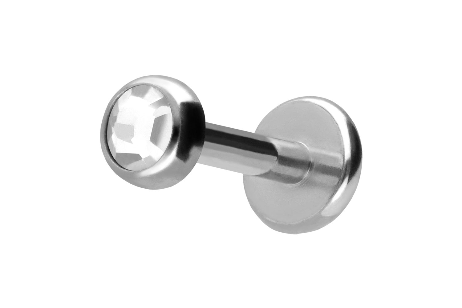 Titan Labret Piercing mit Push Fit KRISTALLDISC